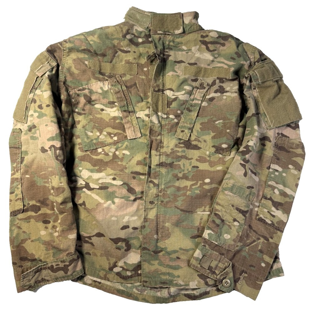 Vintage Army ACU Combat Shirt Mens M Green Camo Flame Resistant Gorpcore